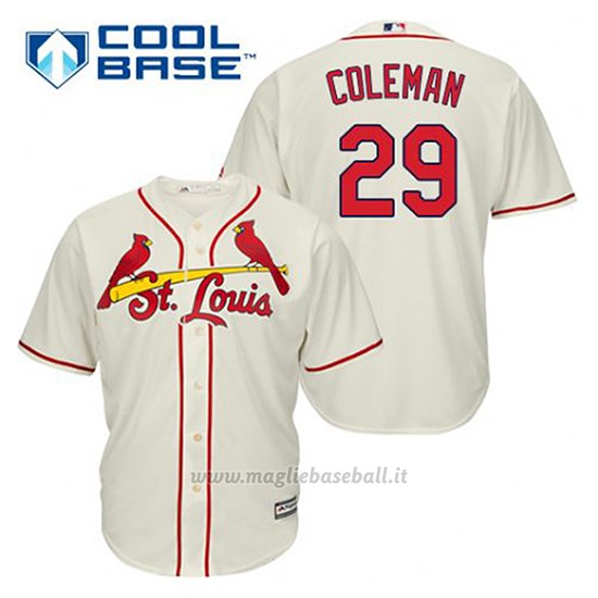 Maglia Baseball Uomo St. Louis Cardinals Vince Coleman 29 Crema Alterner Cool Base